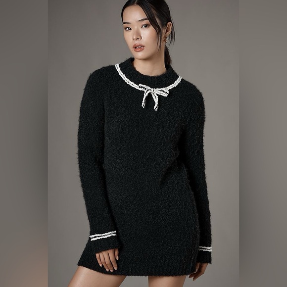 Anthropologie Dresses & Skirts - Anthropologie Endless Rose Long-Sleeve Bow Slim Sweater Mini Dress